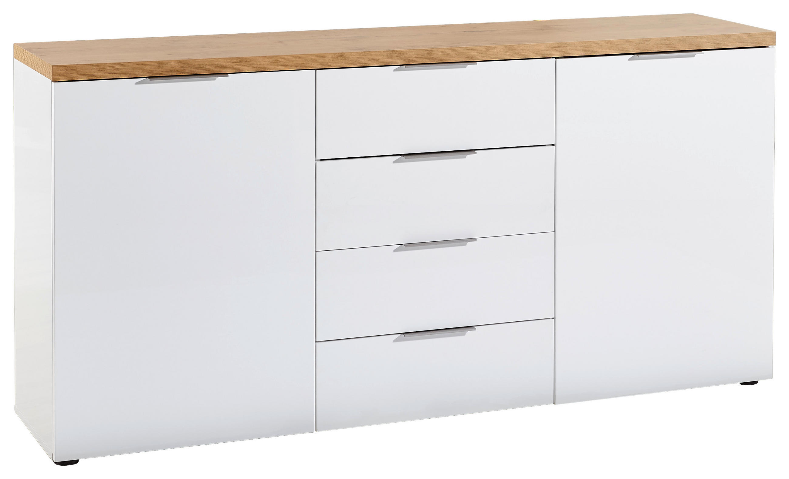 KOMODA S VRATIMA - boja aluminijuma/boja hrasta, Dizajnerski, metal/pločasti materijal (180/89/43cm) - Xora