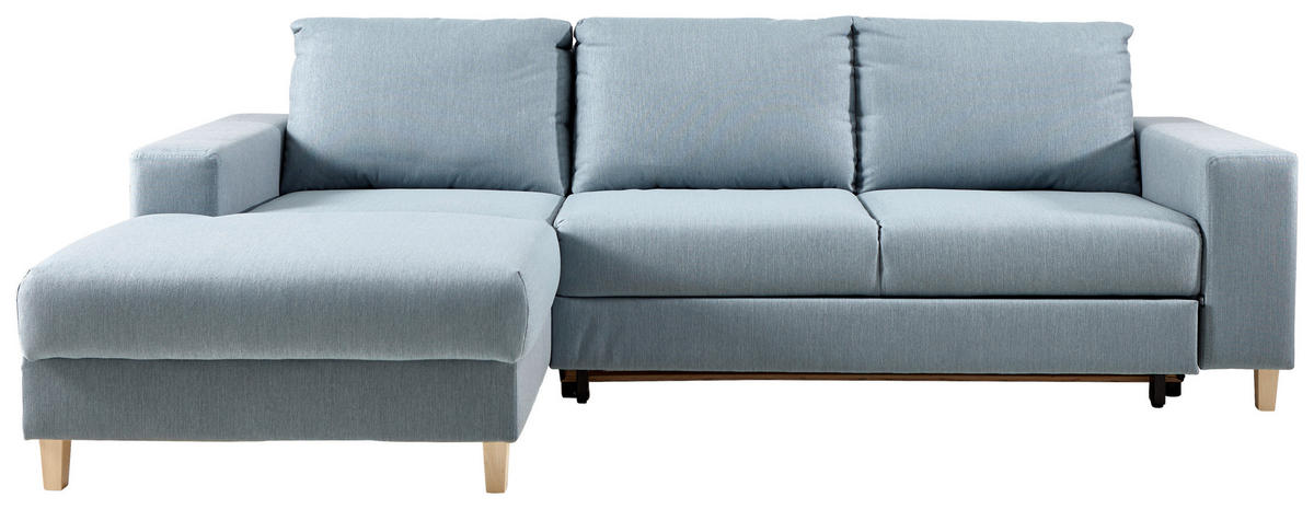 ROHOVÁ SEDAČKA, textil, světle modrá - světle modrá/barvy buku, Design, dřevo/textil (160/260cm) - Ti'me