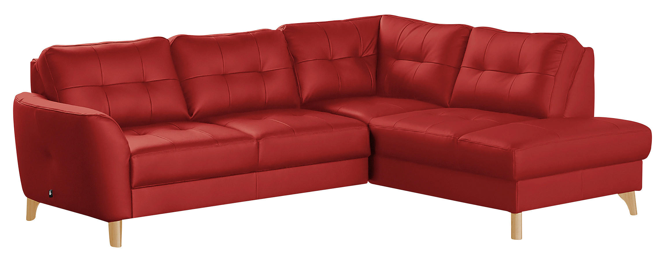 ECKSOFA in Lederlook Echtleder Rot  - Buchefarben/Rot, Design, Leder/Holz (236/190cm) - Livetastic