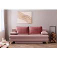 SCHLAFSOFA in Flachgewebe Rosa  - Eichefarben/Dunkelrosa, Design, Holz/Textil (200/91/92cm) - Novel