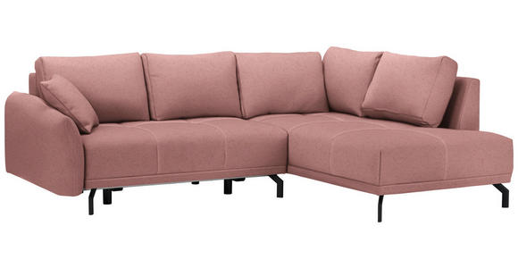 ECKSOFA in Samt Altrosa  - Schwarz/Altrosa, Design, Textil/Metall (250/191cm) - Carryhome