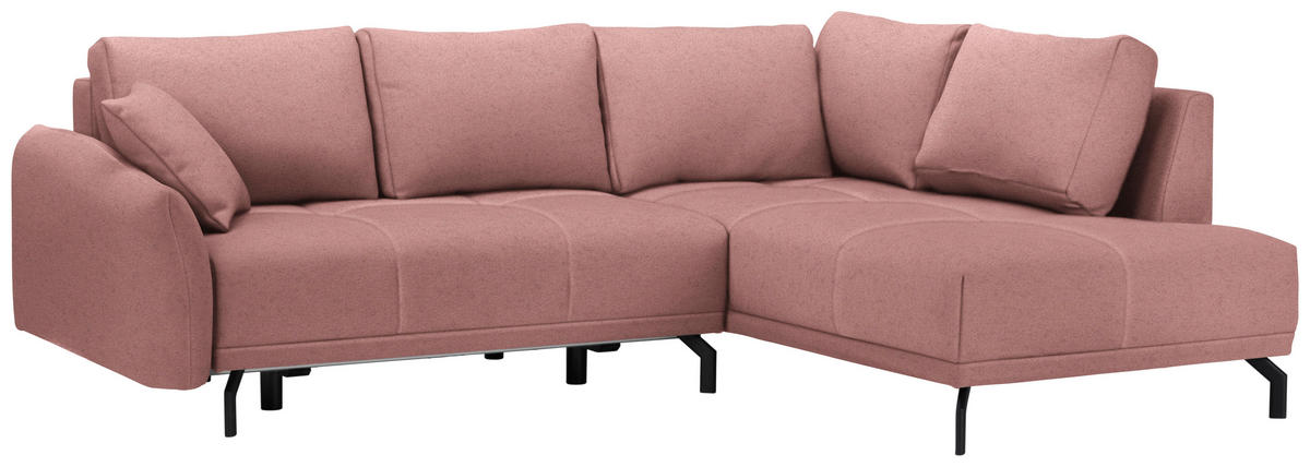 ECKSOFA in Samt Altrosa  250/191 cm  - Schwarz/Altrosa, Design, Textil/Metall (250/191cm) - Carryhome