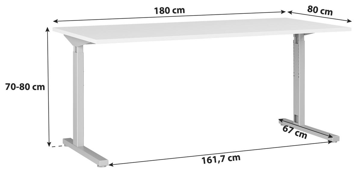 SCHREIBTISCH  in Schwarz, Eichefarben  - Eichefarben/Schwarz, KONVENTIONELL, Holzwerkstoff/Metall (180/70/80cm) - Germania