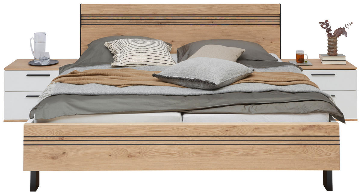 BETTANLAGE - Eichefarben/Anthrazit, KONVENTIONELL, Holz (180/200cm) - Dieter Knoll