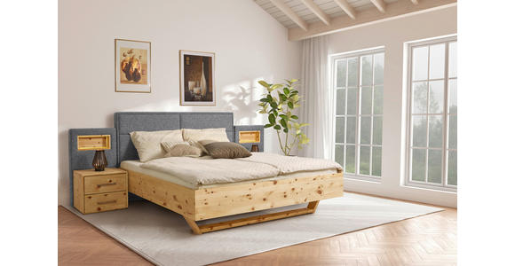 BETT 180/200 cm in Zirbelkieferfarben, Hellgrau - Zirbelkieferfarben/Hellgrau, Natur, Holz/Textil (180/200cm) - Valnatura