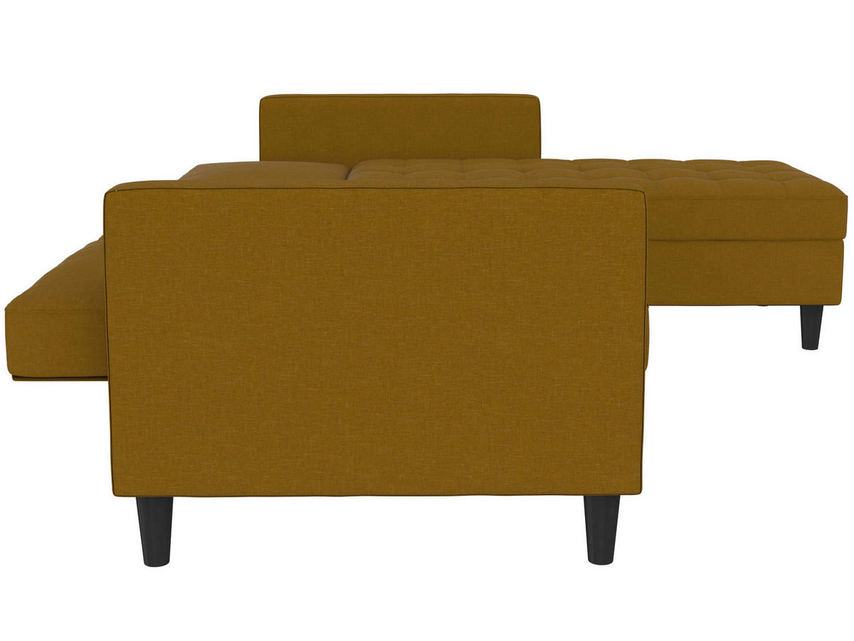 ECKSOFA PALERMO Currygelb Webstoff, Leinenoptik Schlaffunktion, Stauraum  - Currygelb/Schwarz, Basics, Kunststoff/Textil (213/154cm) - Livetastic