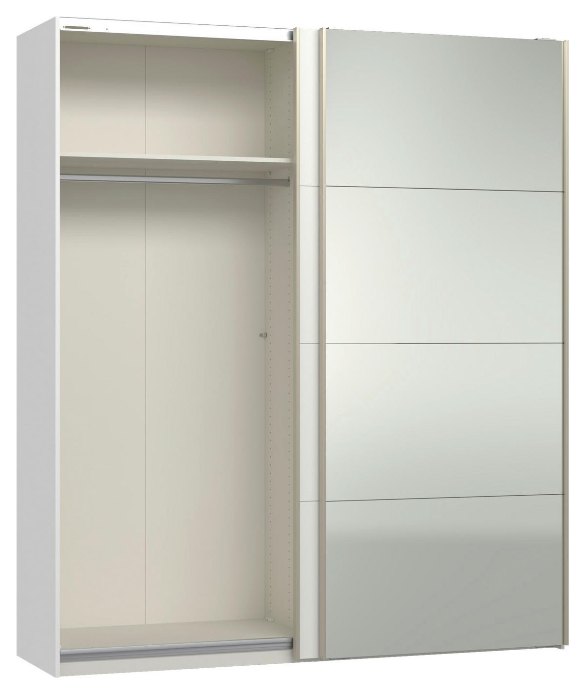 SCHWEBETÜRENSCHRANK 203/236/65 cm 2-türig Weiß  - Edelstahlfarben/Weiß, Design, Glas/Holzwerkstoff (203/236/65cm) - Jutzler