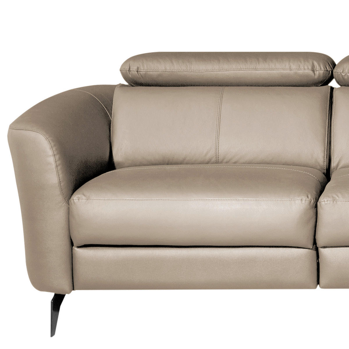 ECKSOFA Hellgrau Echtleder Lederlook  - Hellgrau/Schwarz, Design, Leder/Textil (261/183cm) - Livetastic