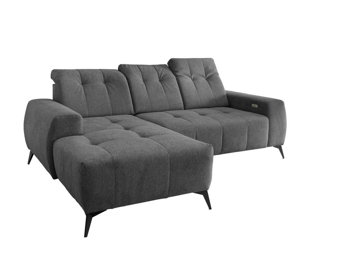 ECKSOFA in Chenille Anthrazit  - Anthrazit/Schwarz, Modern, Textil/Metall (180/258cm) - Livetastic