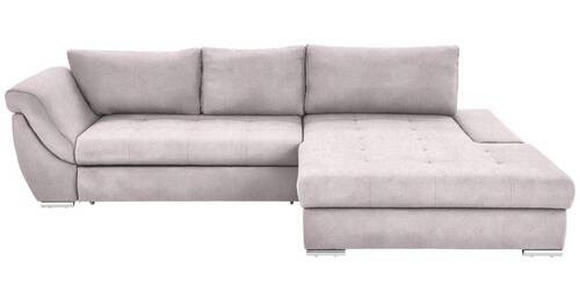 ECKSOFA in Flachgewebe Rosa  - Silberfarben/Rosa, Design, Textil/Metall (306/174cm) - Carryhome