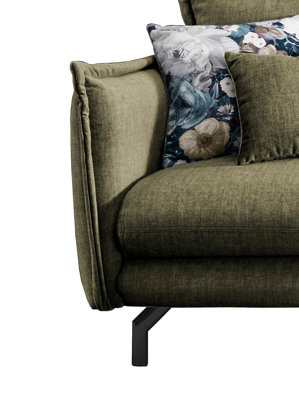 ECKSOFA in Velours Grün  - Türkis/Schwarz, Modern, Textil/Metall (255/180cm) - Livetastic