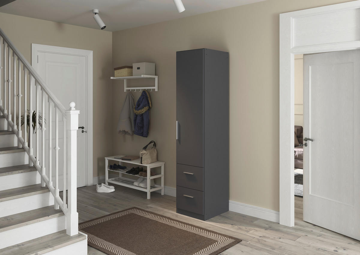 DREHTÜRENSCHRANK 47/210/54 cm,  in Grau, 1-türig  - Alufarben/Grau, KONVENTIONELL, Holzwerkstoff/Kunststoff (47/210/54cm) - home24