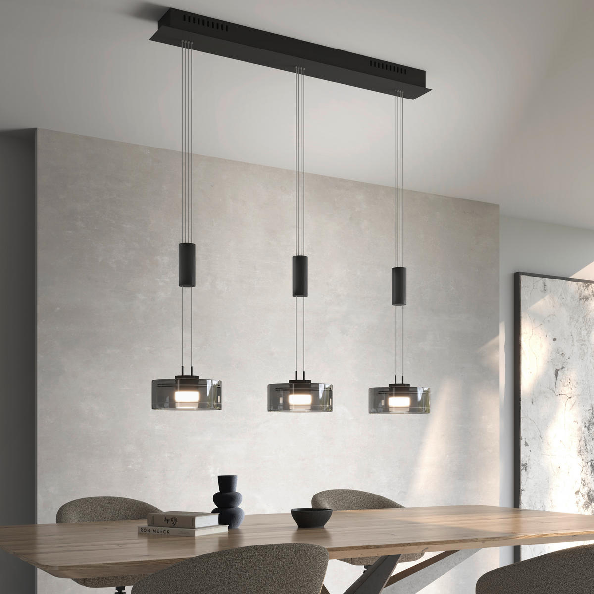 LED-HÄNGELEUCHTE Lavin 100/20/160 cm   - Design, Glas/Metall (100/20/160cm) - Fischer & Honsel