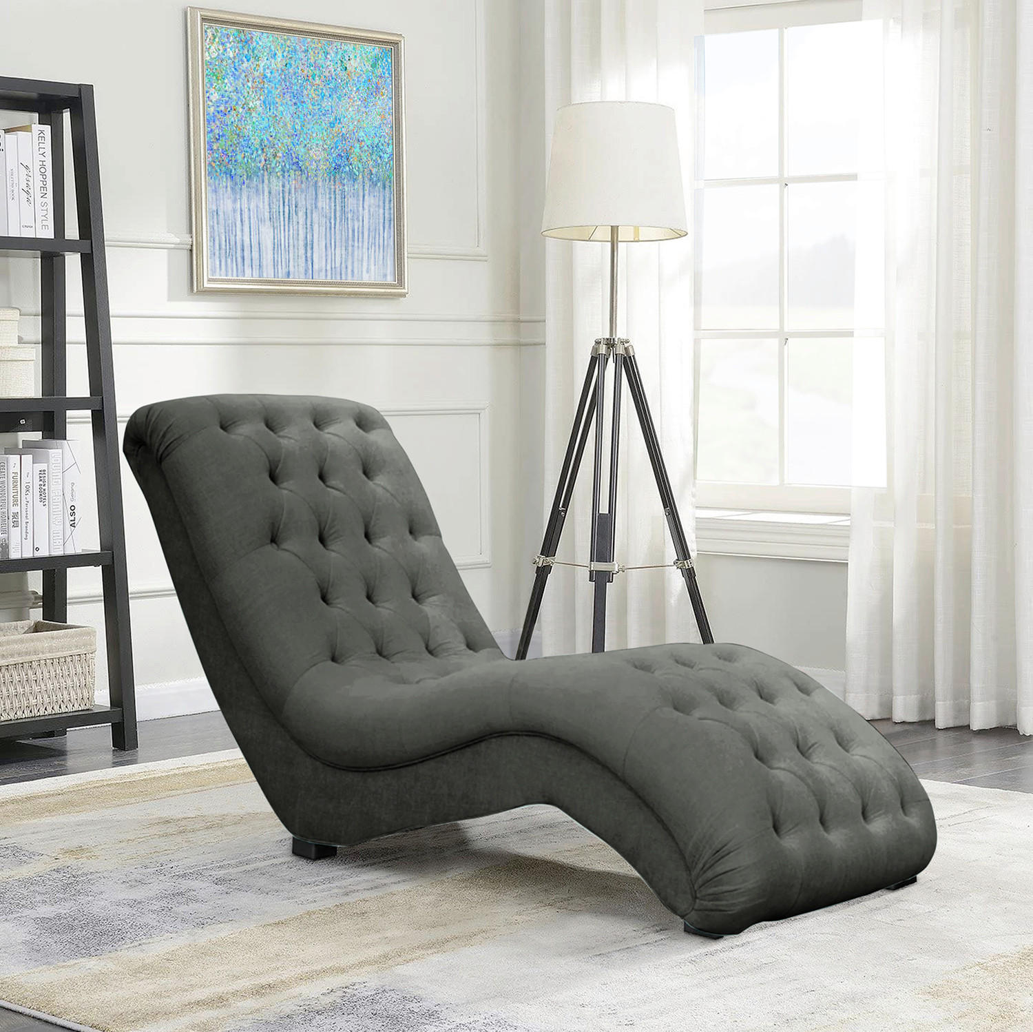 RELAXLIEGE Mikrofaser Grau  - Schwarz/Grau, Design, Kunststoff/Textil (67/90/159cm) - P & B