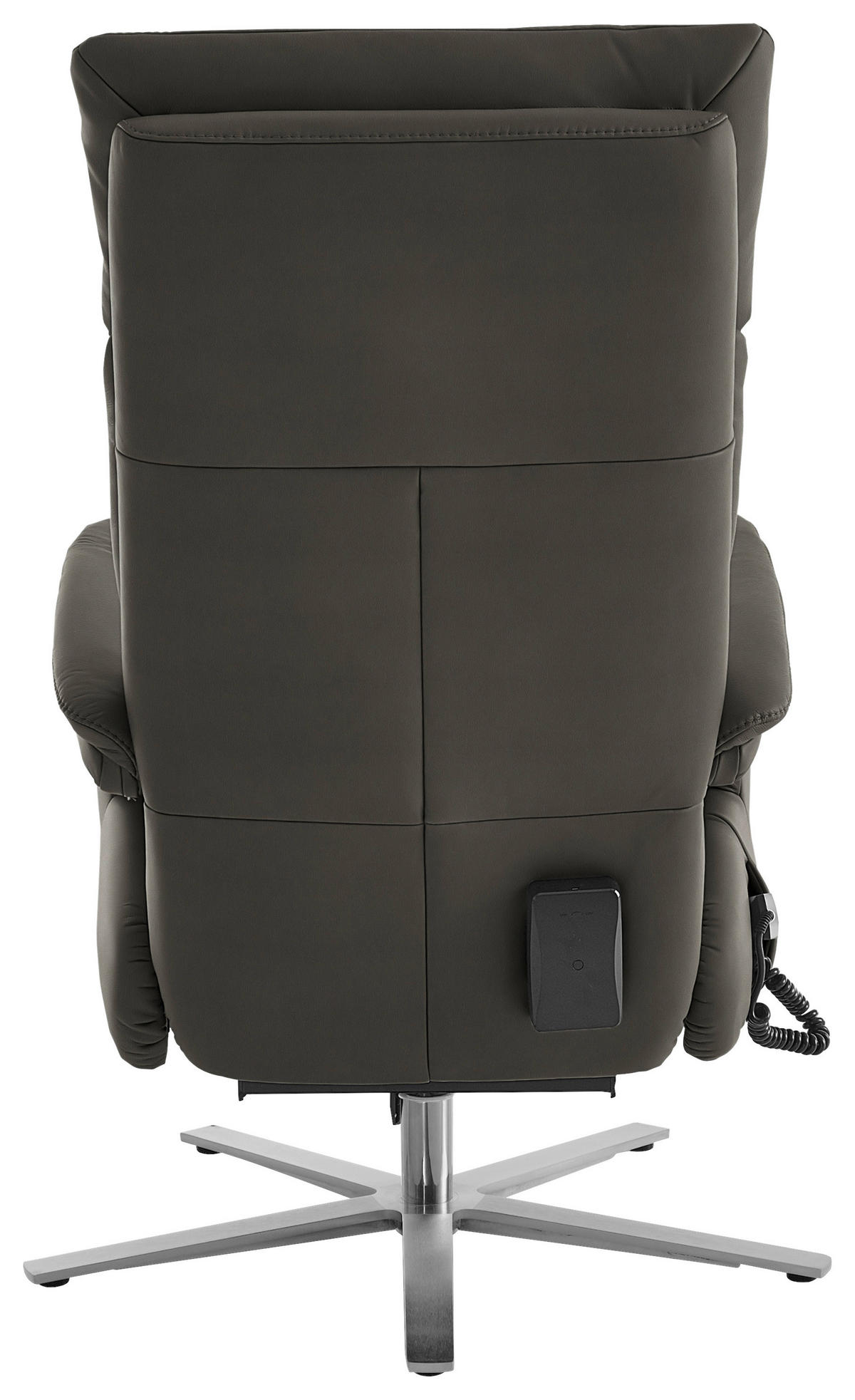 RELAXSESSEL in Leder Grau  - Edelstahlfarben/Grau, Design, Leder/Metall (70/124/85cm) - Cantus
