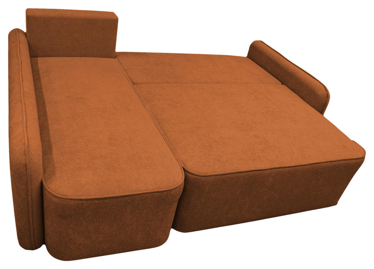 ECKSOFA in Struktur, Bouclé Rostfarben  - Rostfarben/Schwarz, Design, Kunststoff/Textil (143/209cm) - MID.YOU