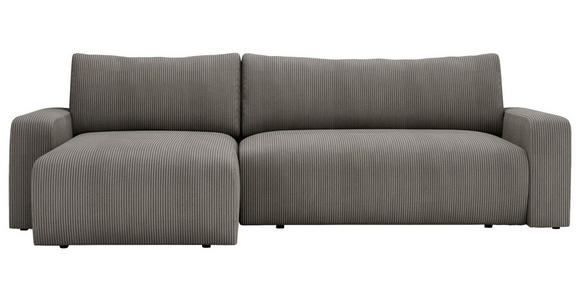 ECKSOFA in Cord Dunkelgrau  - Dunkelgrau/Schwarz, MODERN, Kunststoff/Textil (150/245cm) - Carryhome