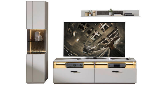 ANBAUWAND 3-teilig  in Anthrazit, Hellgrau, Sahara  285/204/45 cm  - Anthrazit/Hellgrau, Design, Glas/Holzwerkstoff (285/204/45cm) - Novel