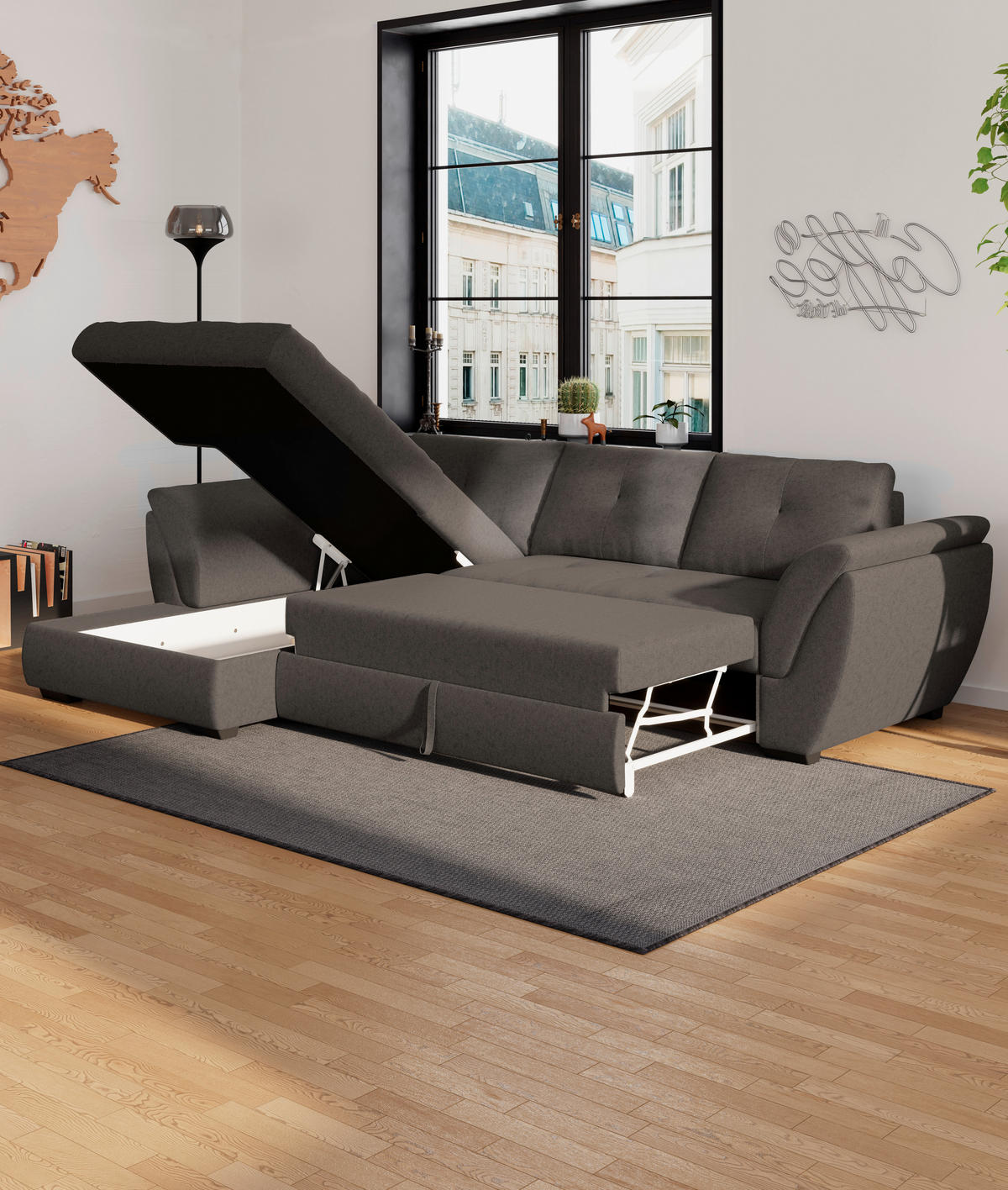 HÖRNSOFFA i vävt tyg brun  - brun, Design (187/278cm) - Livetastic