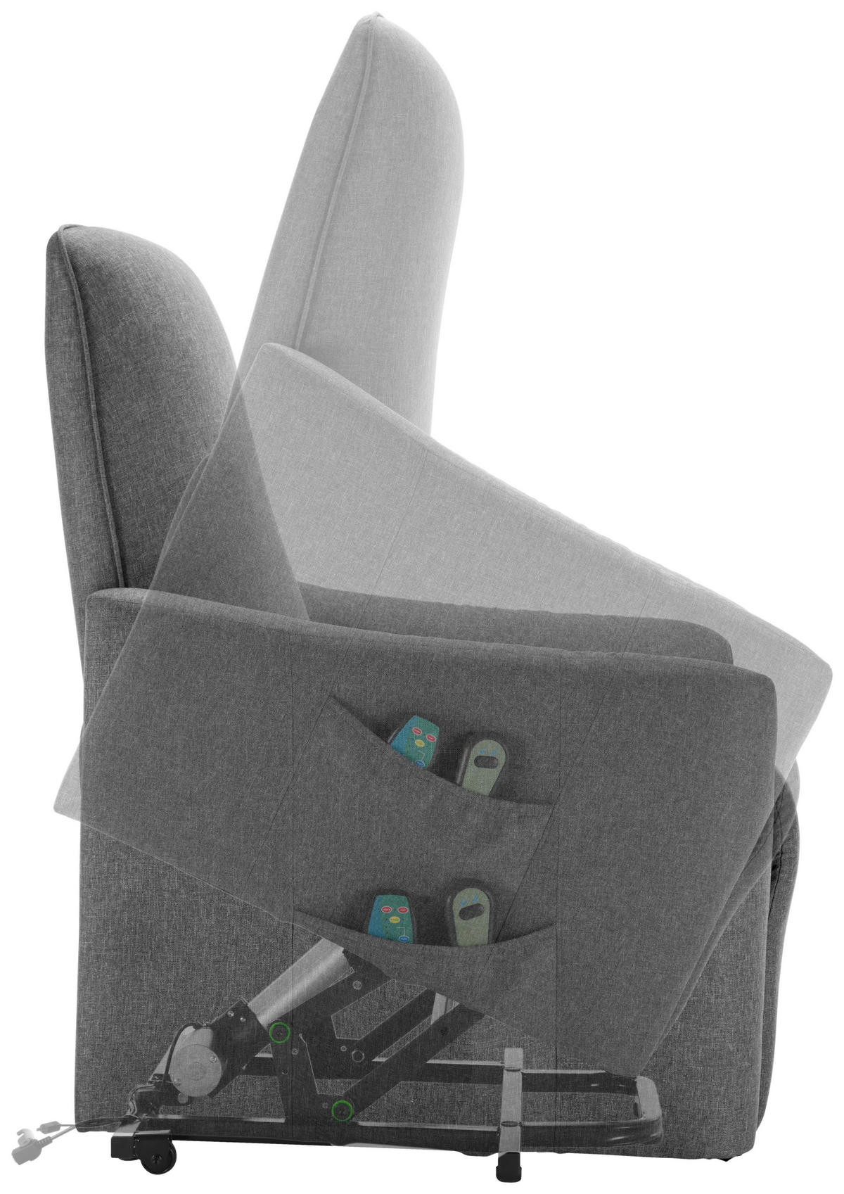 TV-FOTEL - fekete/szürke, Konventionell, textil/fém (73.5/103/87cm) - MID.YOU