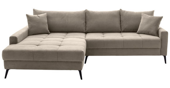 ECKSOFA  in Cord Taupe  173/280 cm  - Taupe/Schwarz, KONVENTIONELL, Textil/Metall (173/280cm) - Hom`in