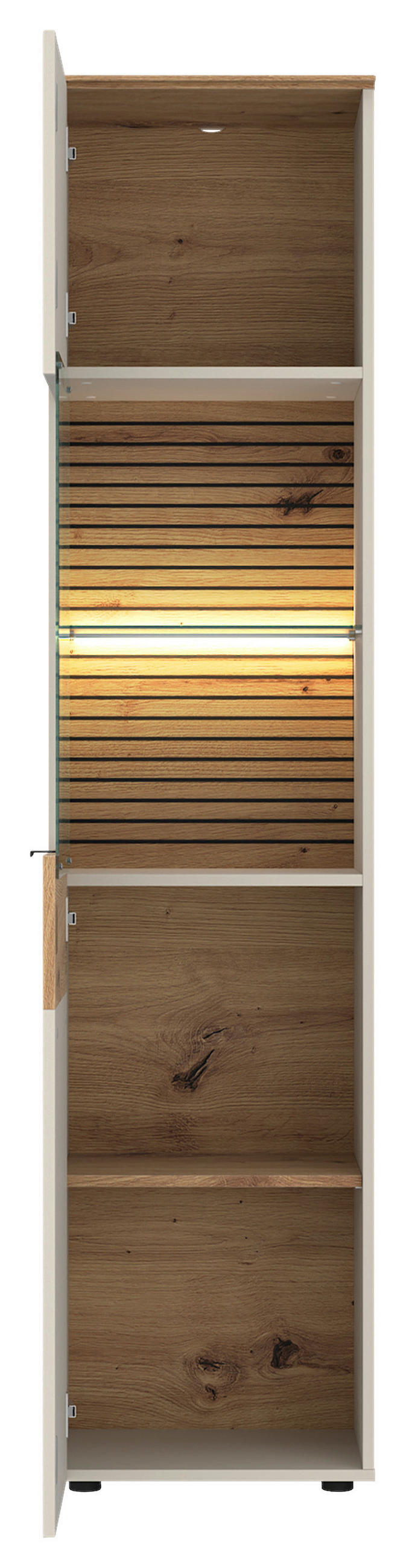 VITRINE Kaschmir, Eiche Artisan  - Kaschmir/Eiche Artisan, Basics, Glas/Holzwerkstoff (45/195/40cm) - Livetastic