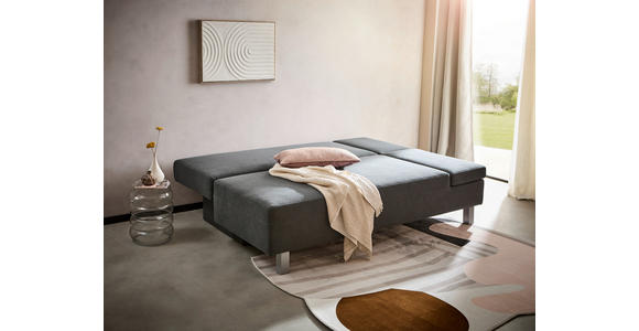 SCHLAFSOFA Flachgewebe Dunkelgrau - Chromfarben/Dunkelgrau, Design, Holz/Textil (205/77-93/99cm) - Novel