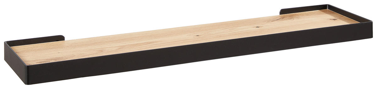 POLICA ZIDNA crna, boje hrasta  metal, drvni materijal  - boje hrasta/crna, Basics, drvni materijal/metal (80/3/15cm) - Xora