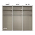 SCHWEBETÜRENSCHRANK 270/223/68 cm 3-türig Eichefarben, Chromfarben, Hellgrau  - Chromfarben/Eichefarben, Design, Glas/Holz (270/223/68cm) - Novel