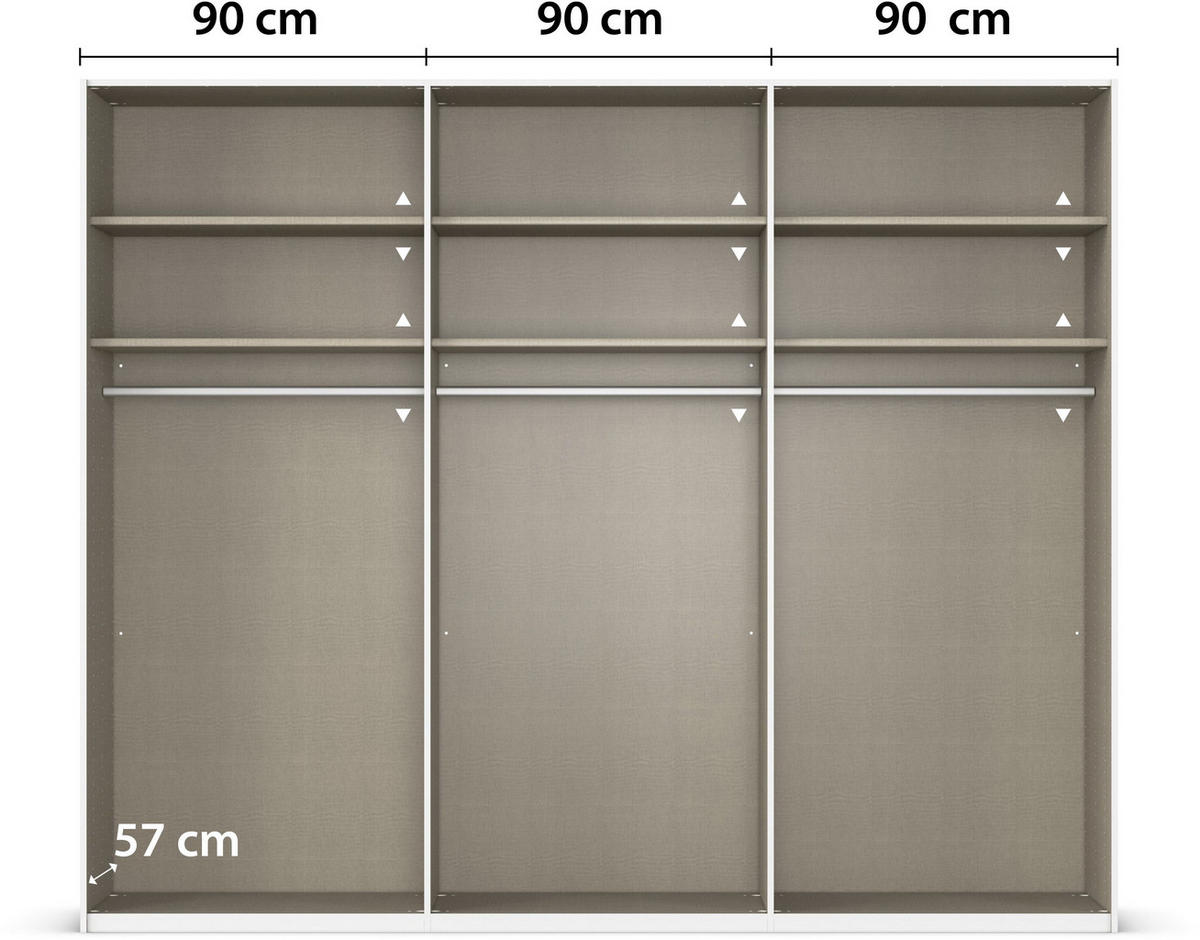 SCHWEBETÜRENSCHRANK 270/223/68 cm 3-türig Eichefarben, Chromfarben  - Chromfarben/Eichefarben, Design, Holz/Holzwerkstoff (270/223/68cm) - Novel