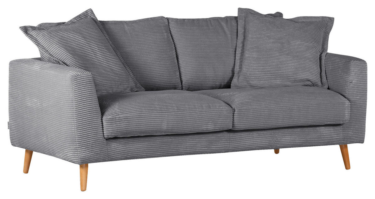 2,5-SITZER in Cord Grau  - Naturfarben/Grau, ROMANTIK / LANDHAUS, Holz/Textil (195/69/100cm) - Landscape