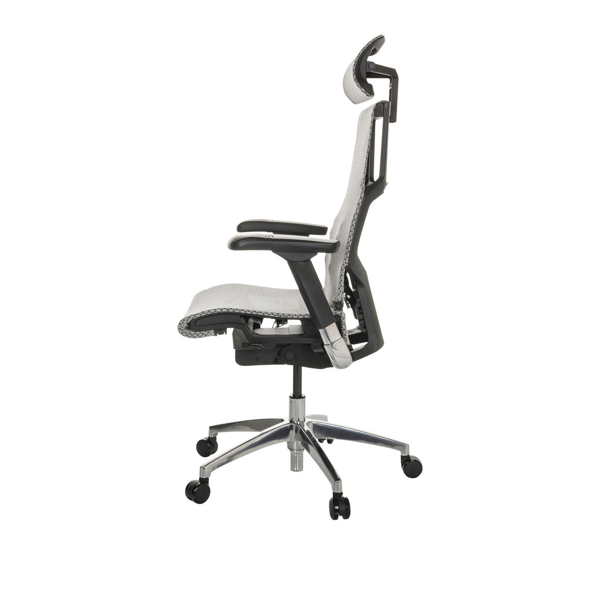 DREHSTUHL Netz Hellgrau  - Silberfarben/Hellgrau, Basics, Kunststoff/Textil (67/119-135/60cm) - MID.YOU