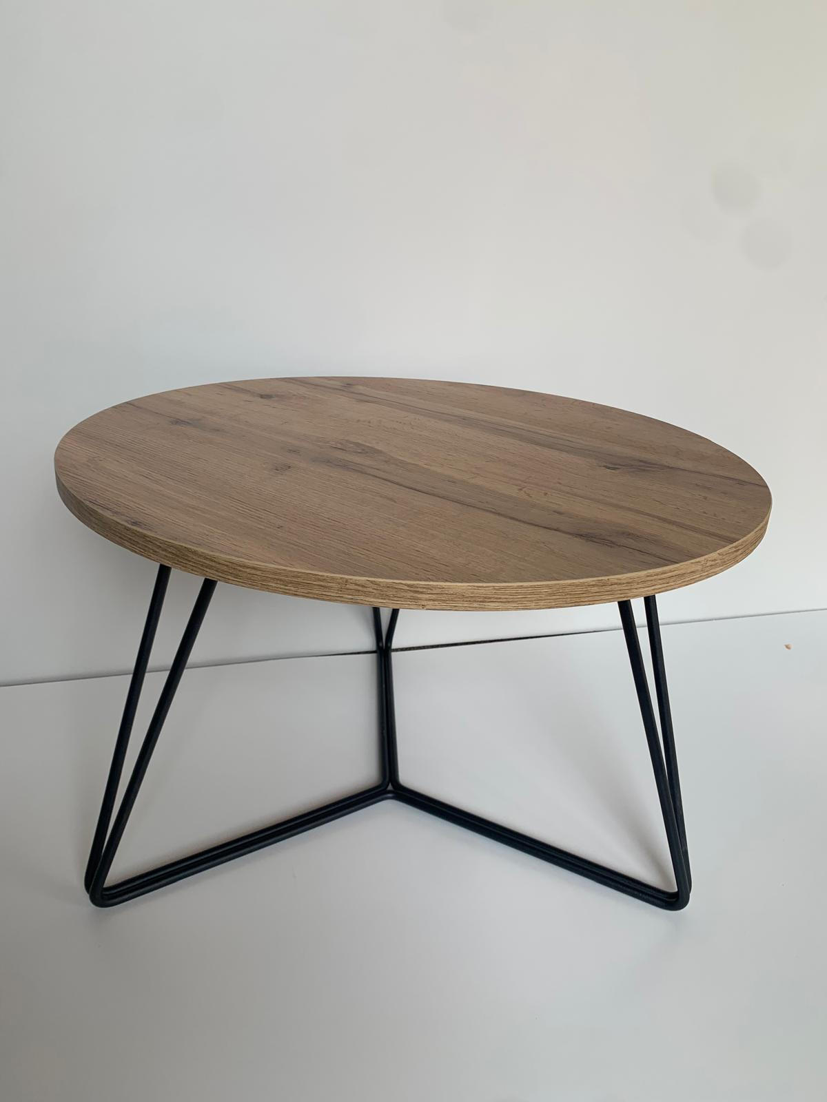 KLUB STOLIĆ crna, boje hrasta  metal, drvni materijal  - boje hrasta/crna, Moderno, drvni materijal/metal (60cm)