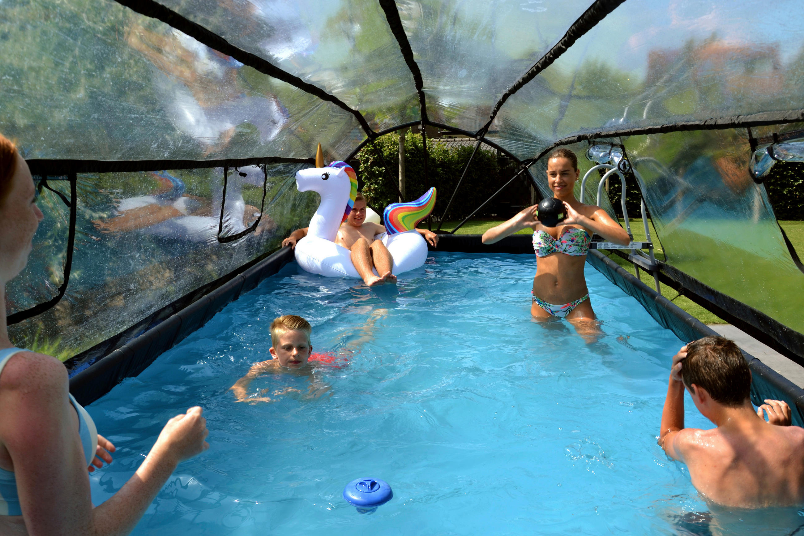 POOL 540/250/100 cm  - Blaugrau, Konventionell, Kunststoff/Metall (540/250/100cm) - EXIT Toys