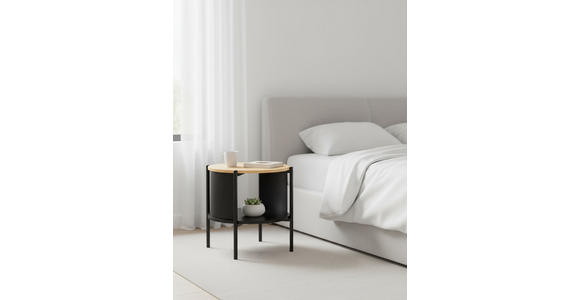 BEISTELLTISCH 44/44/44 cm Naturfarben, Schwarz rund  - Schwarz/Naturfarben, Trend, Holzwerkstoff/Metall (44/44/44cm) - Xora
