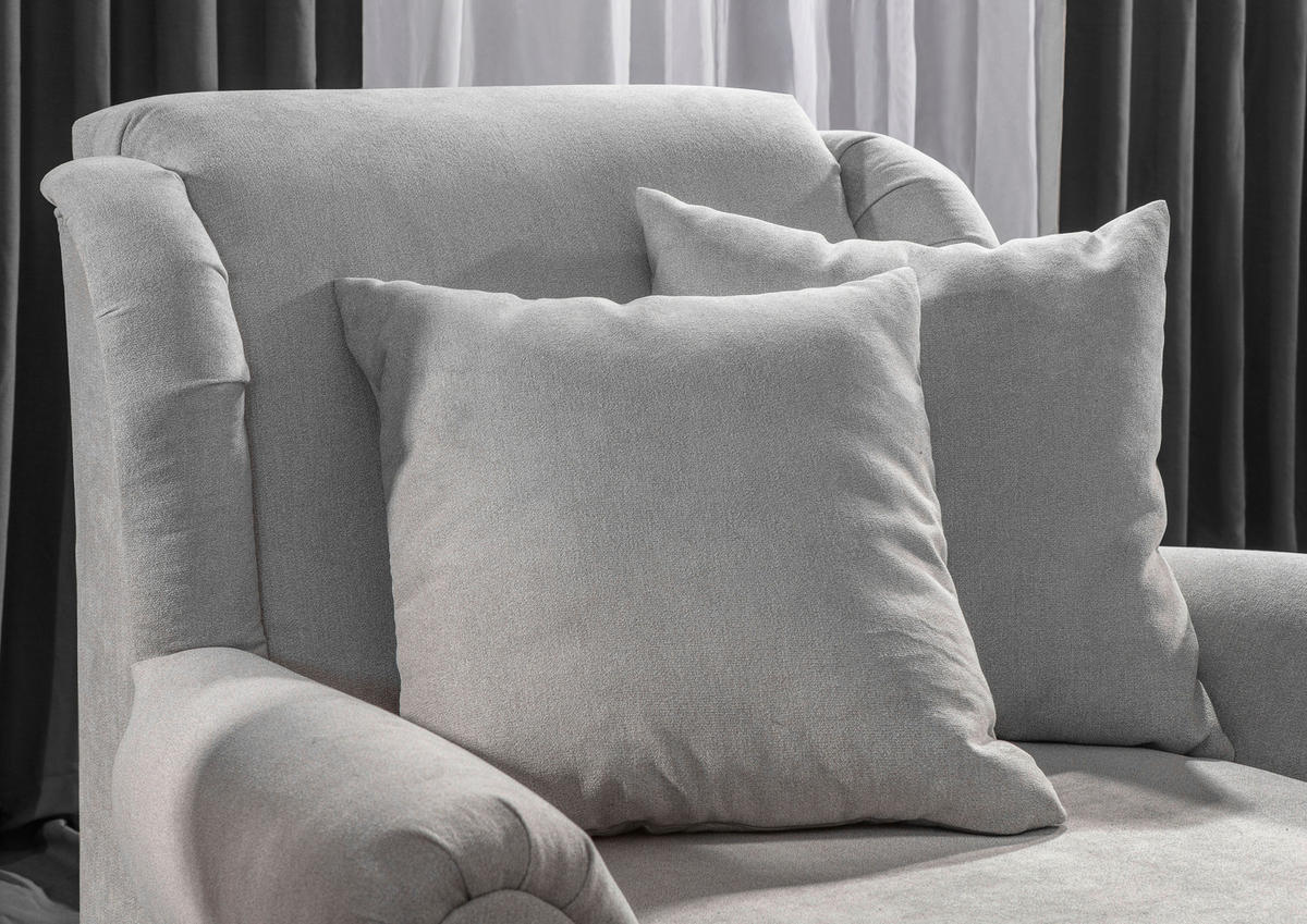 XXL-FÅTÖLJ i trä, textil ljusgrå  - ljusgrå/mörkbrun, Klassisk, trä/textil (125/102/125cm) - Livetastic