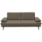3-SITZER-SOFA  in Echtleder Greige   - Greige/Schwarz, Design, Leder/Metall (222/86/104cm) - Dieter Knoll