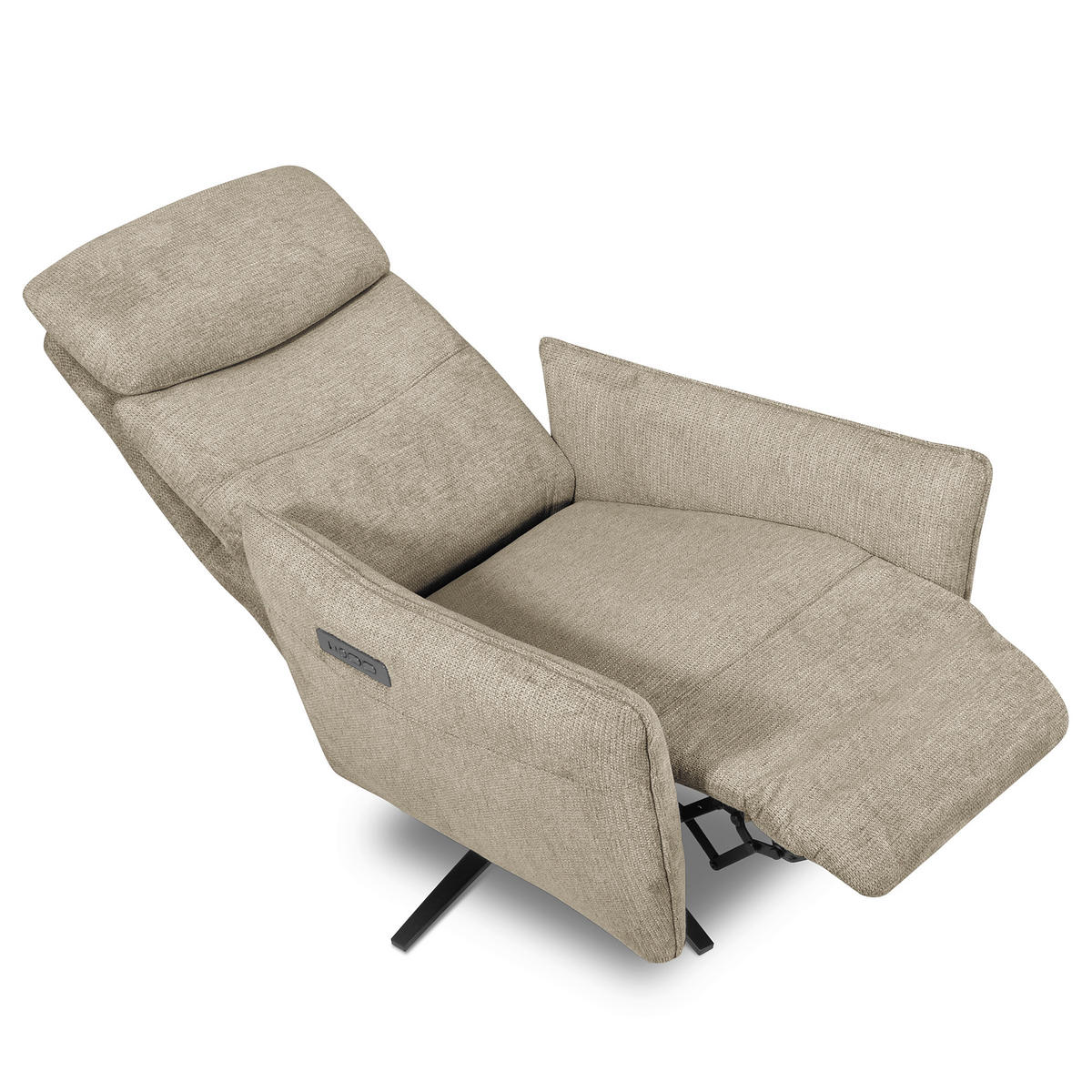 RELAXSESSEL in Textil Taupe  - Taupe/Schwarz, Design, Textil/Metall (77/107/88cm) - Livetastic