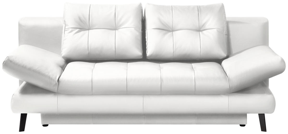 SCHLAFSOFA in Echtleder Weiss  - Weiss/Schwarz, Design, Leder/Metall (209/94/94cm) - Novel