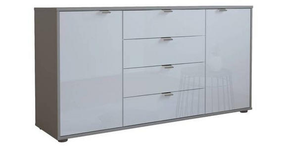 SIDEBOARD Grau, Weiß  - Chromfarben/Schwarz, KONVENTIONELL, Glas/Holzwerkstoff (140/70/43cm) - Dieter Knoll