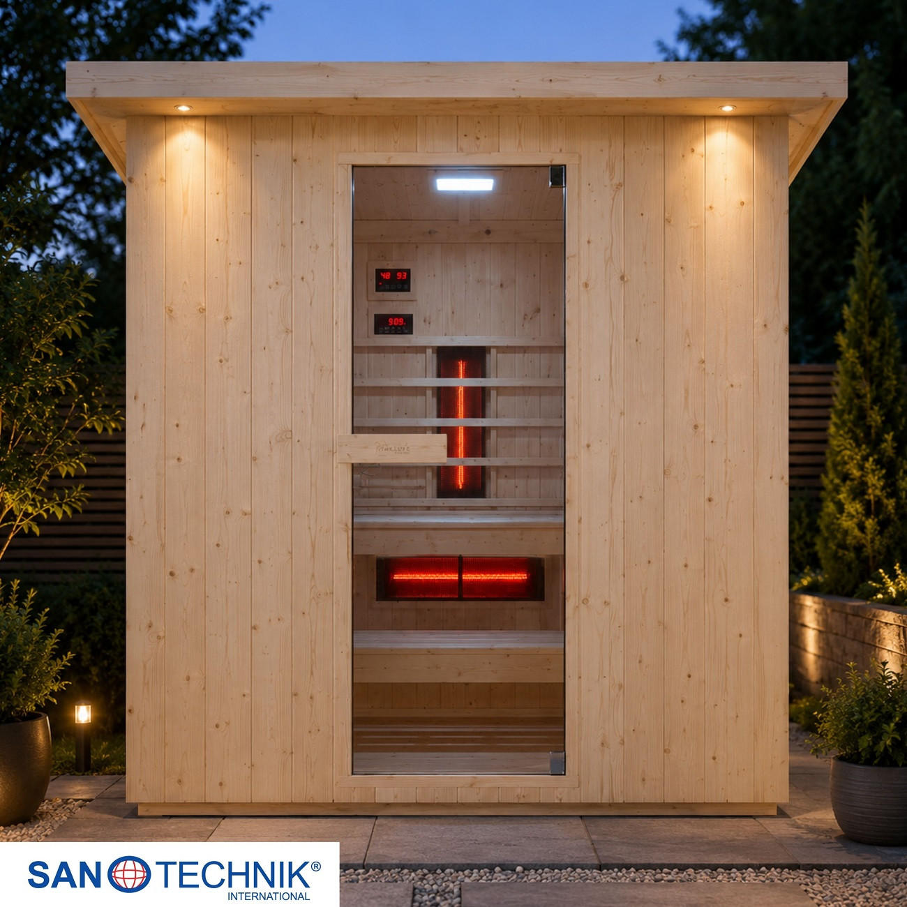 INFRAROTKABINE für 4-6 Personen Lahti  - Fichtefarben, KONVENTIONELL, Holz (198/181,5/202,2cm) - Sanotechnik