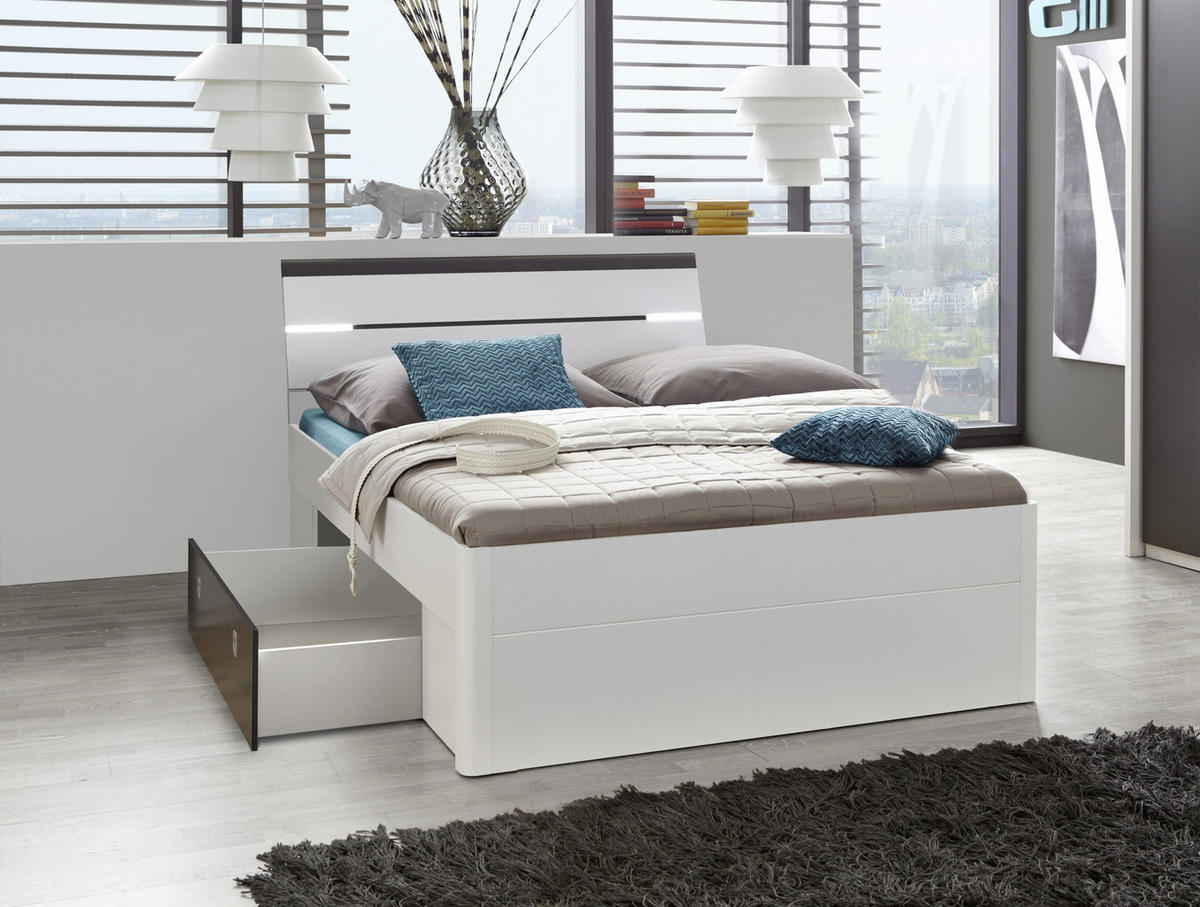 STAURAUMBETT 140/200 cm  in Anthrazit, Weiß  - Anthrazit/Weiß, MODERN (140/200cm) - MID.YOU