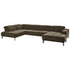 WOHNLANDSCHAFT Graubraun Velours  - Graubraun/Schwarz, Design, Textil/Metall (219/383/195cm) - Beldomo Style