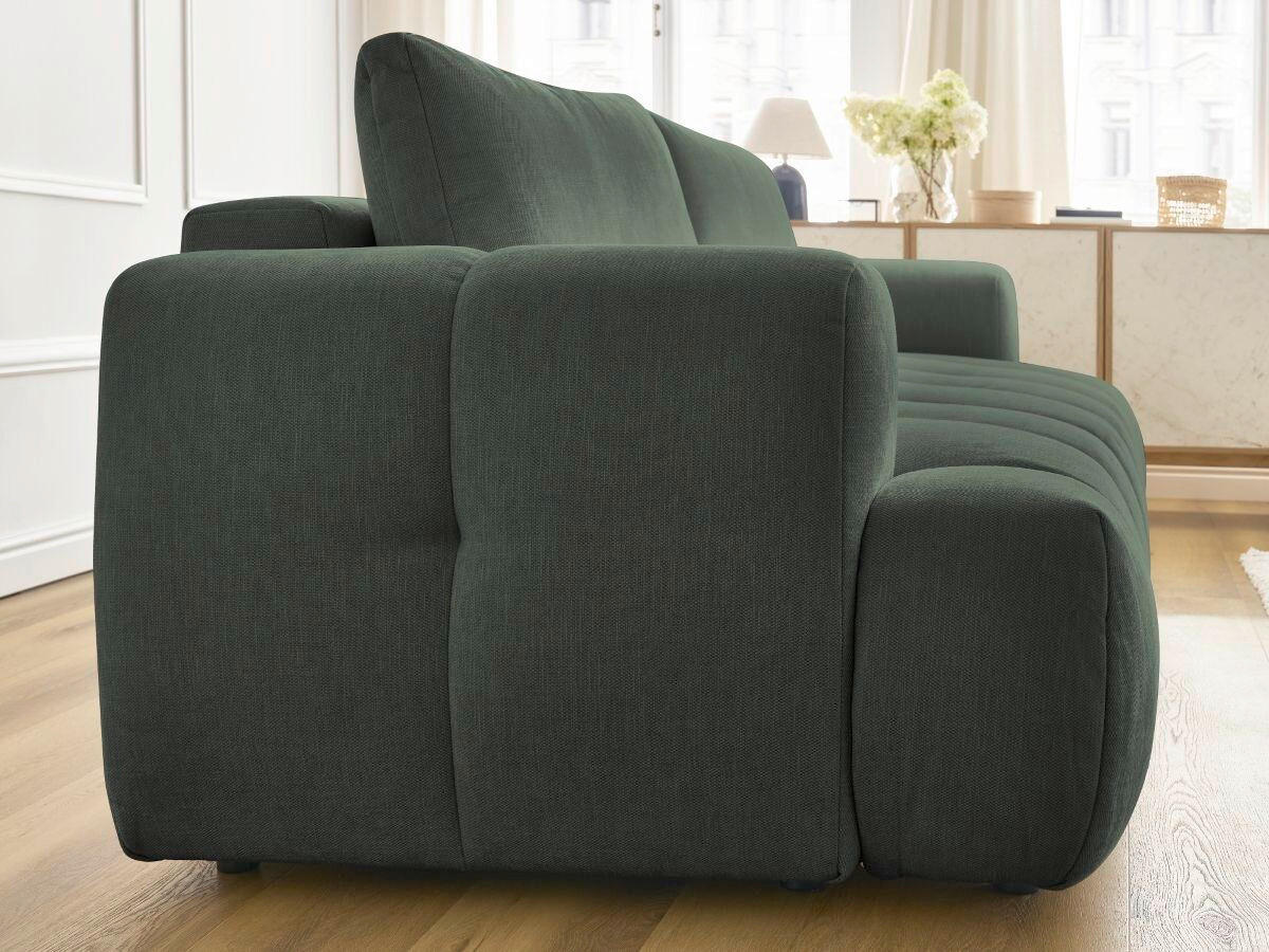 SCHLAFSOFA FUJI Leinenoptik Grün  inkl.  - Schwarz/Grün, MODERN, Kunststoff/Textil (251/113/88cm)