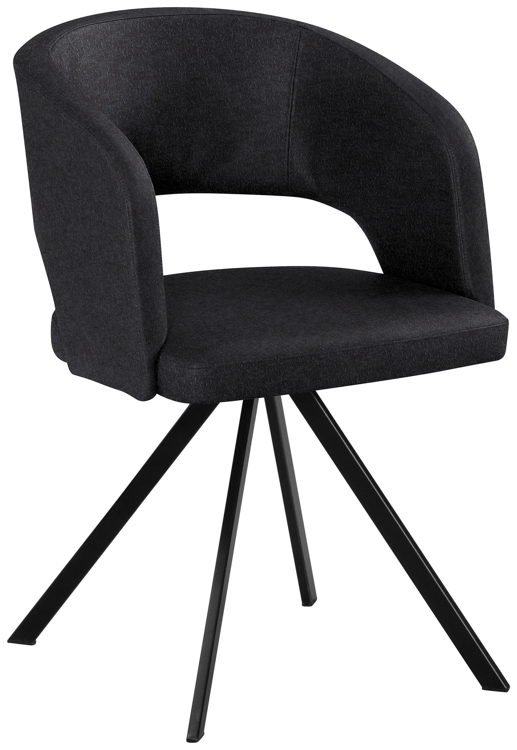 ARMLEHNSTUHL  in Stahl Mikrofaser, Lederlook (vegan)  - Schwarz, KONVENTIONELL, Textil/Metall (56/84/59cm) - Moderano