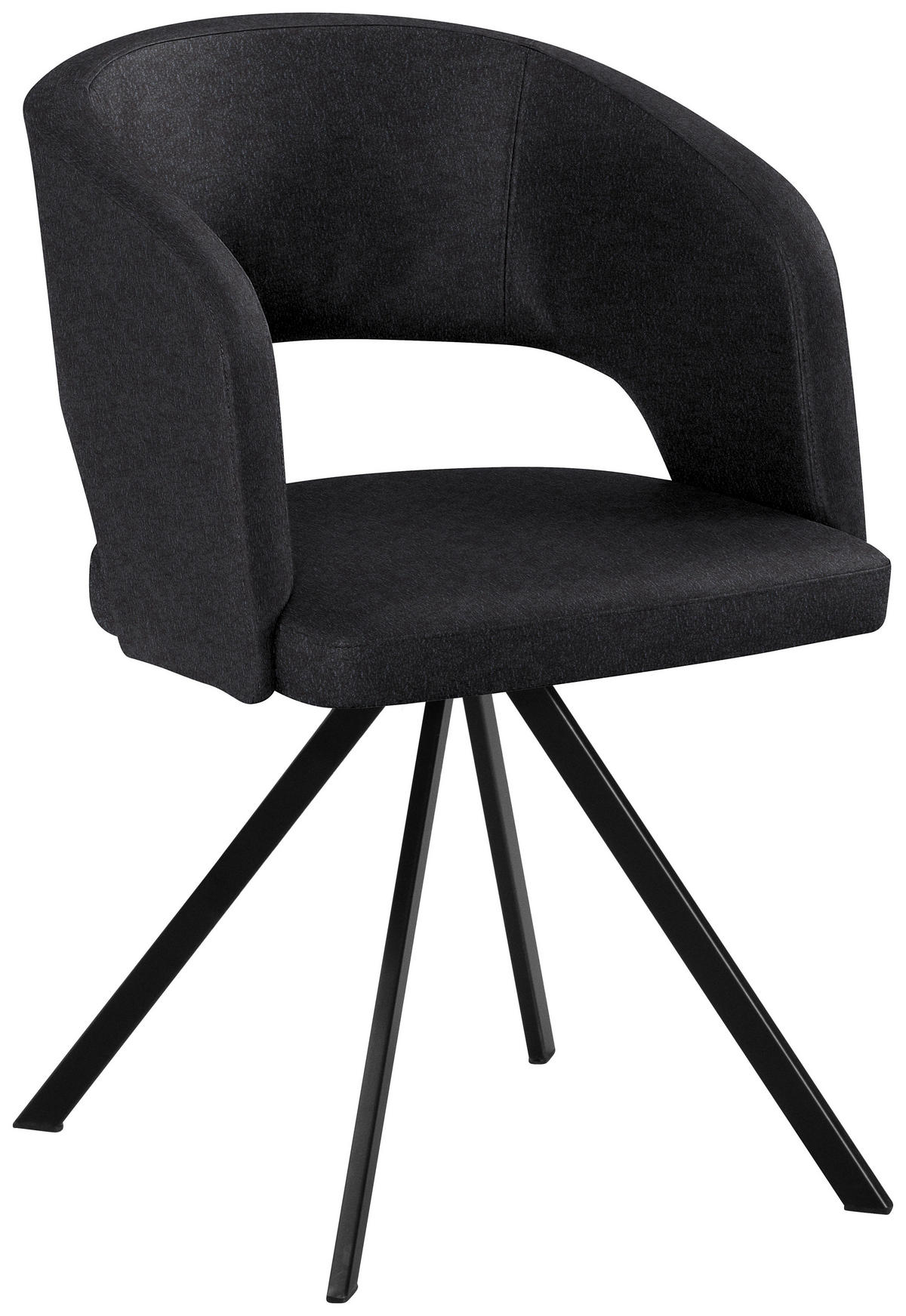 ARMLEHNSTUHL  in Stahl Mikrofaser, Lederlook (vegan)  - Schwarz, Konventionell, Textil/Metall (56/84/59cm) - Moderano