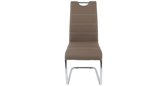 SCHWINGSTUHL in Lederlook - Chromfarben/Dunkelbraun, Design, Textil/Metall (43/98/59cm) - Carryhome
