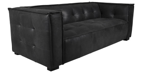 BIGSOFA Echtleder Grau, Schwarz - Schwarz/Grau, Design, Leder/Holz (232/76/102cm) - Cantus