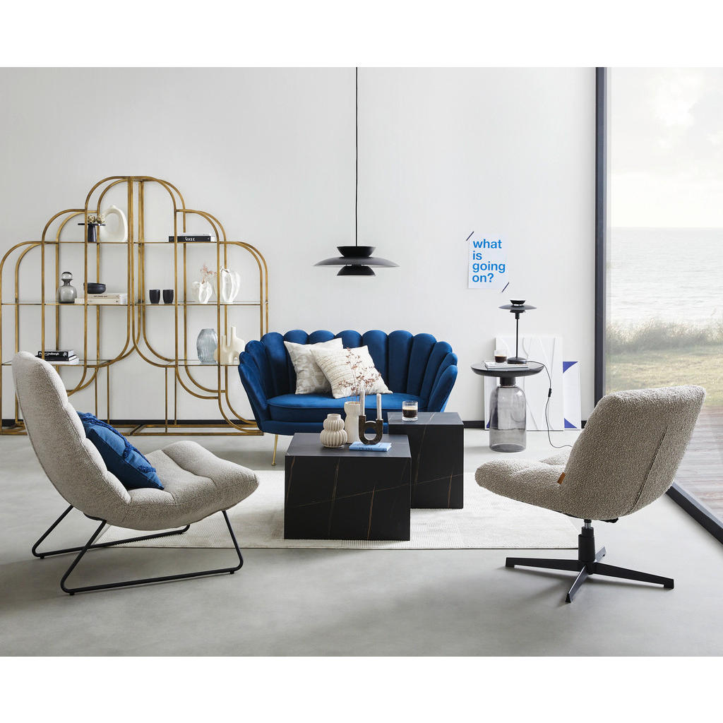 Thumbnail - Livetastic Beistelltisch, Blau, Schwarz, Glas, Metall, rund, zylindrisch, 50x56x50 cm, einfacher Aufbau, Wohnzimmer, Woh...