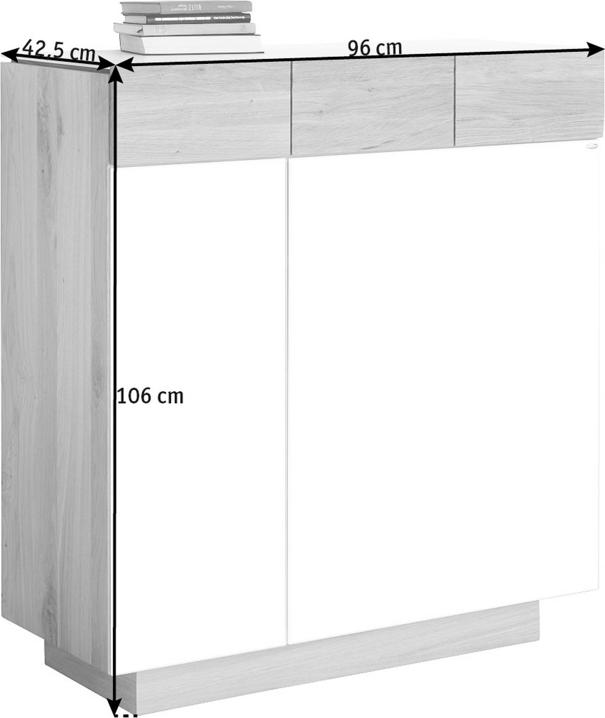 SCHUHSCHRANK Wildeiche massiv Eichefarben, Beige  - Eichefarben/Beige, Design, Glas/Holz (96/106/42,5cm) - Voglauer